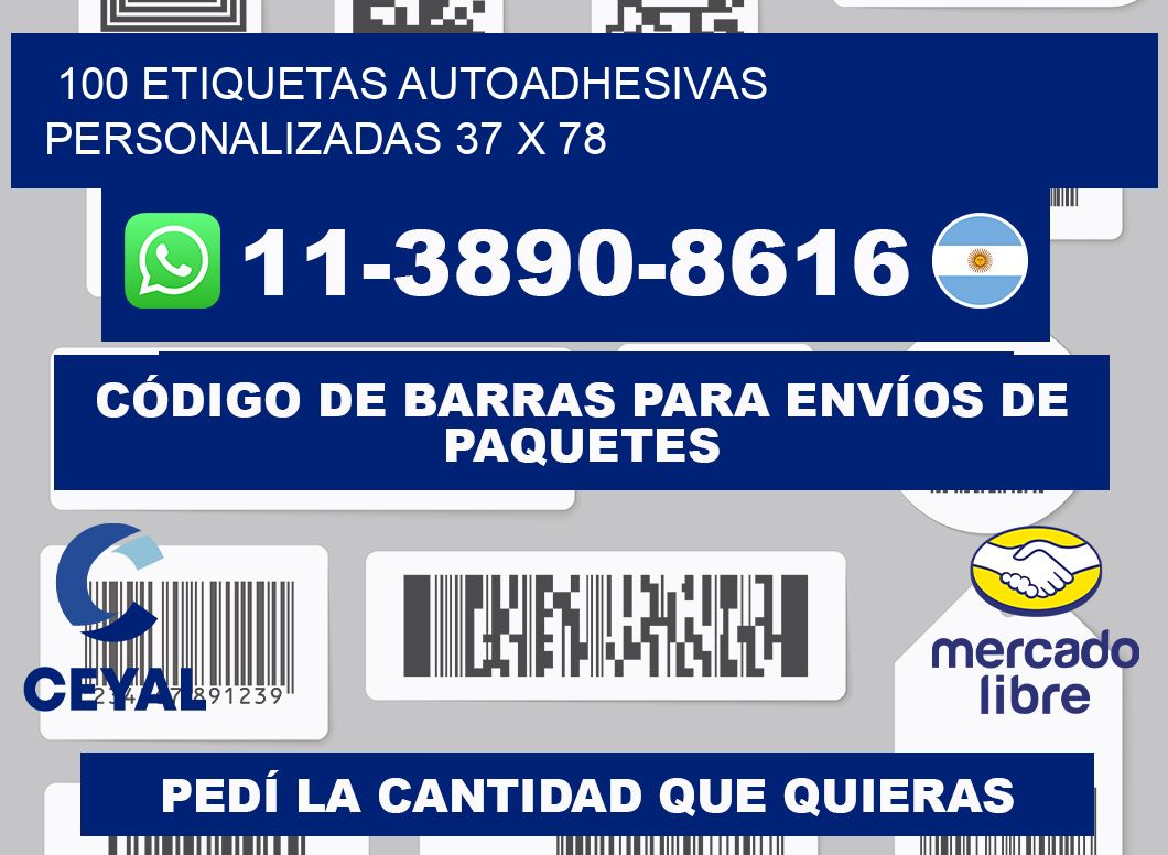 100 Etiquetas autoadhesivas personalizadas 37 x 78