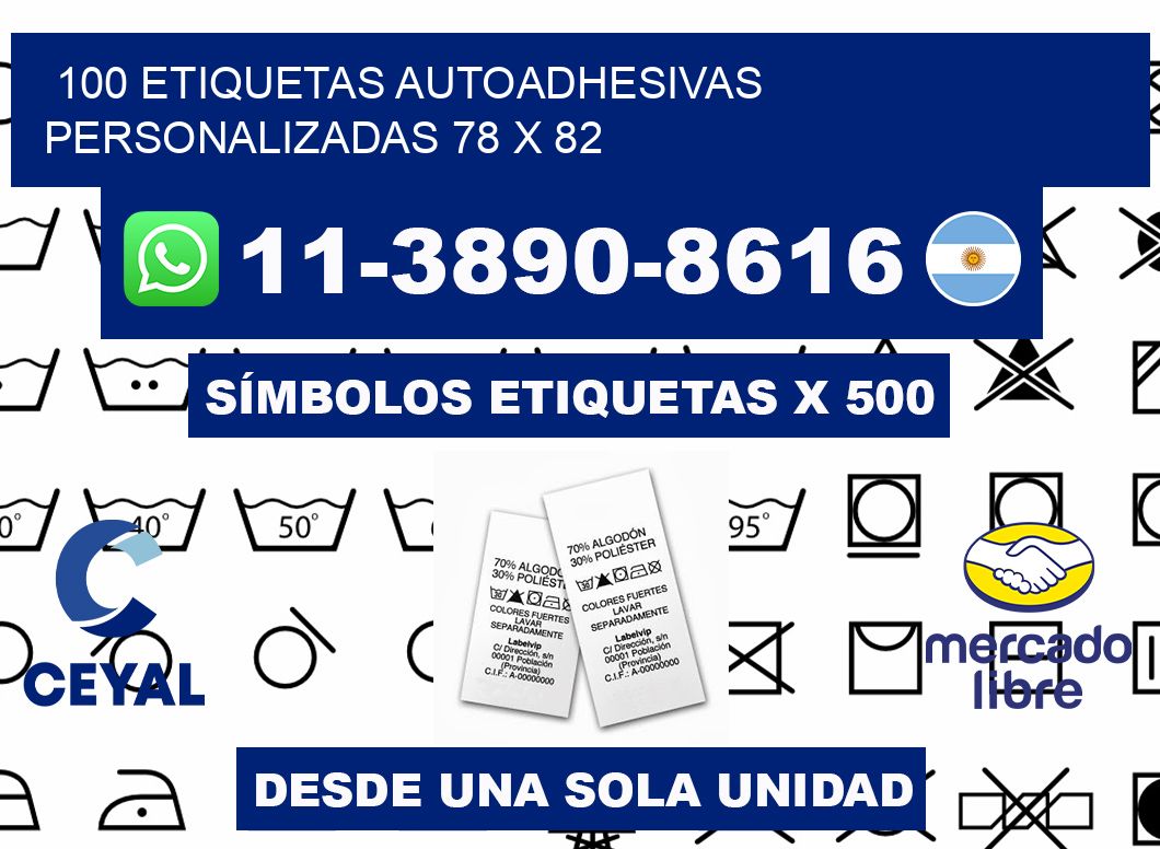100 Etiquetas autoadhesivas personalizadas 78 x 82
