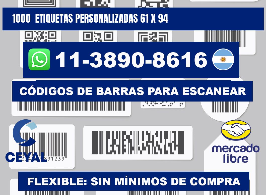 1000 ETIQUETAS PERSONALIZADAS 61 x 94
