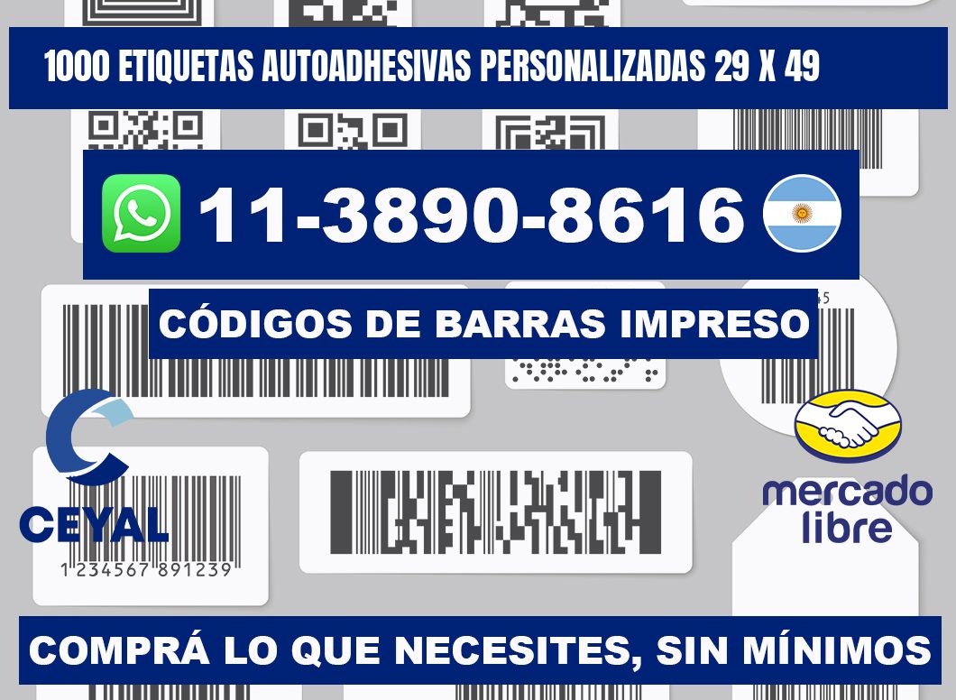 1000 Etiquetas autoadhesivas personalizadas 29 x 49