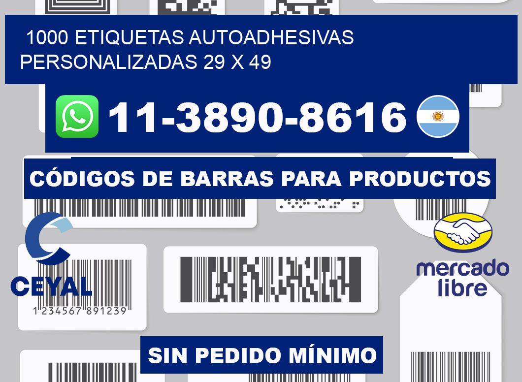 1000 Etiquetas autoadhesivas personalizadas 29 x 49
