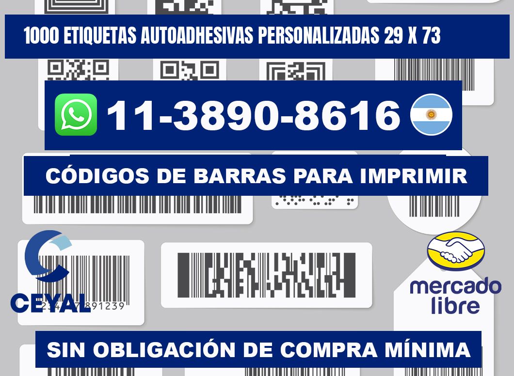1000 Etiquetas autoadhesivas personalizadas 29 x 73