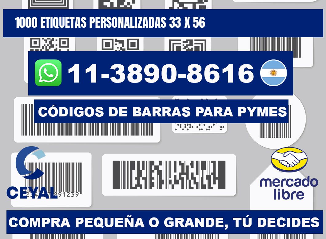 1000 etiquetas personalizadas 33 x 56