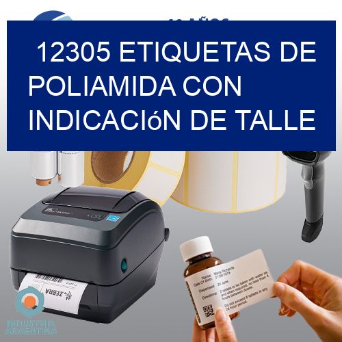 12305 Etiquetas de poliamida con indicación de talle