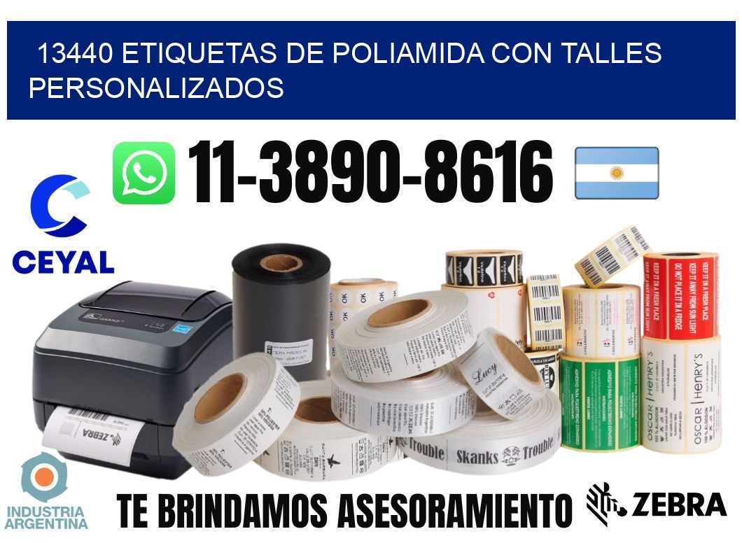 13440 Etiquetas de poliamida con talles personalizados