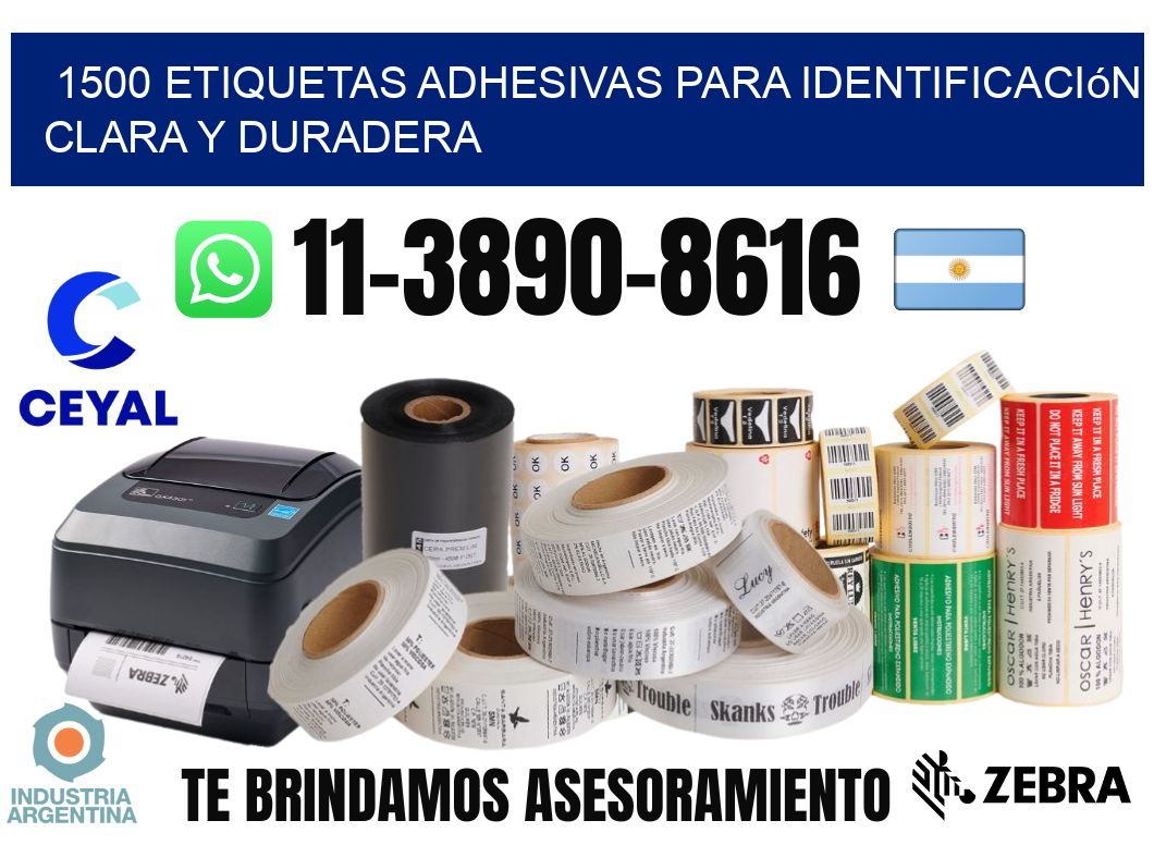 1500 Etiquetas adhesivas para identificación clara y duradera