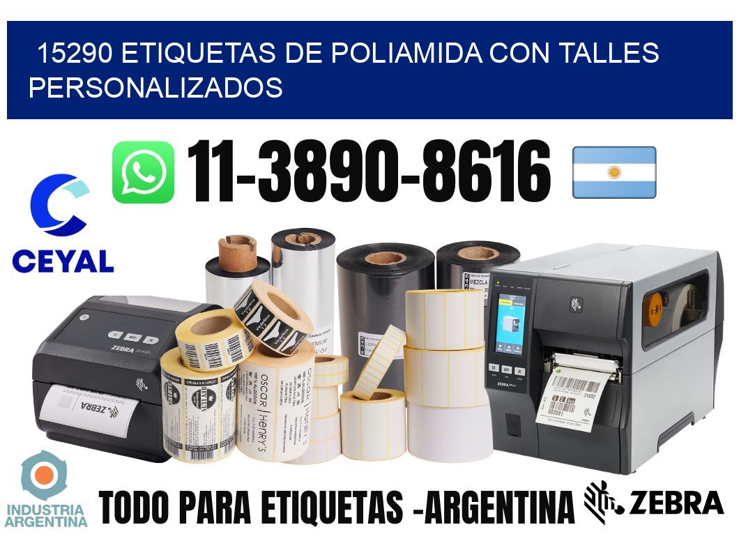 15290 Etiquetas de poliamida con talles personalizados