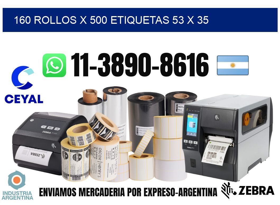 160 rollos x 500 etiquetas 53 x 35
