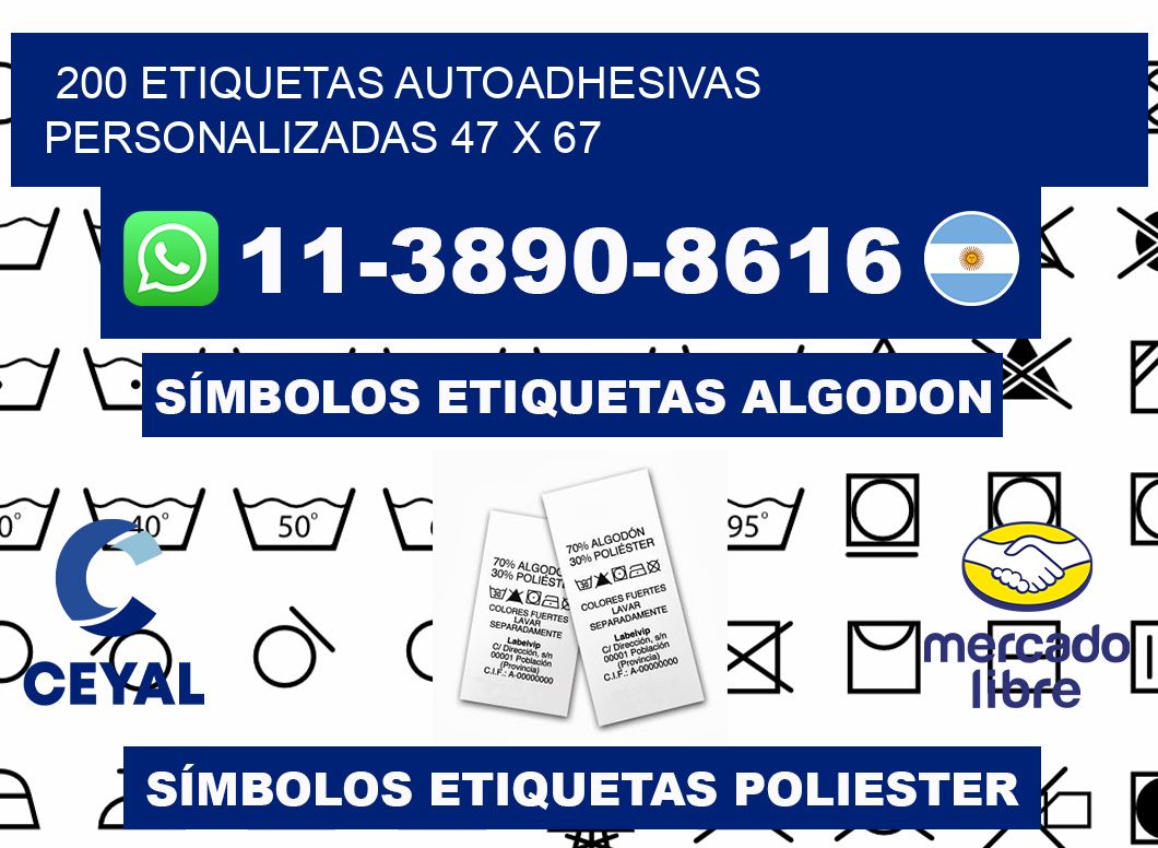 200 Etiquetas autoadhesivas personalizadas 47 x 67