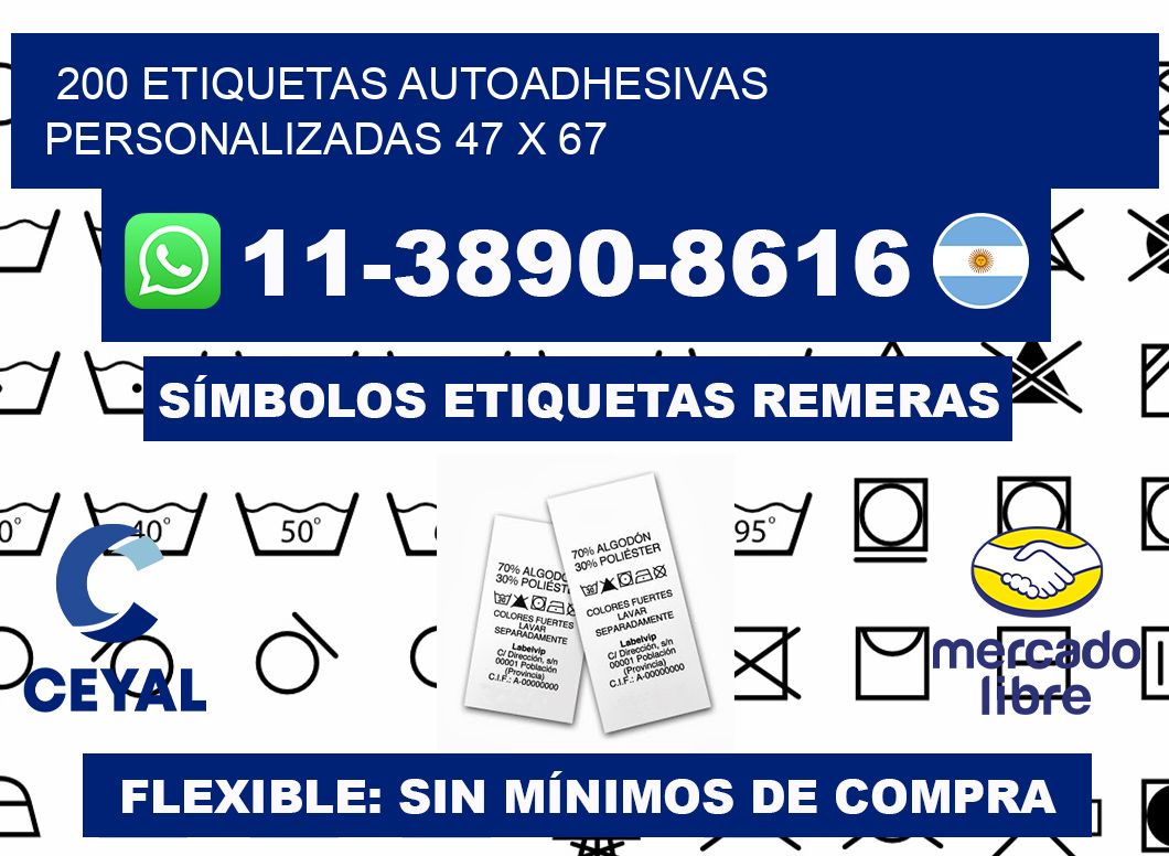 200 Etiquetas autoadhesivas personalizadas 47 x 67