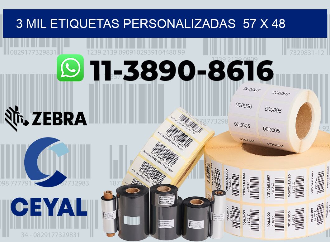 3 mil etiquetas personalizadas  57 x 48