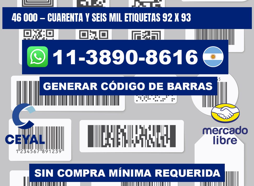 46 000 — cuarenta y seis mil etiquetas 92 x 93