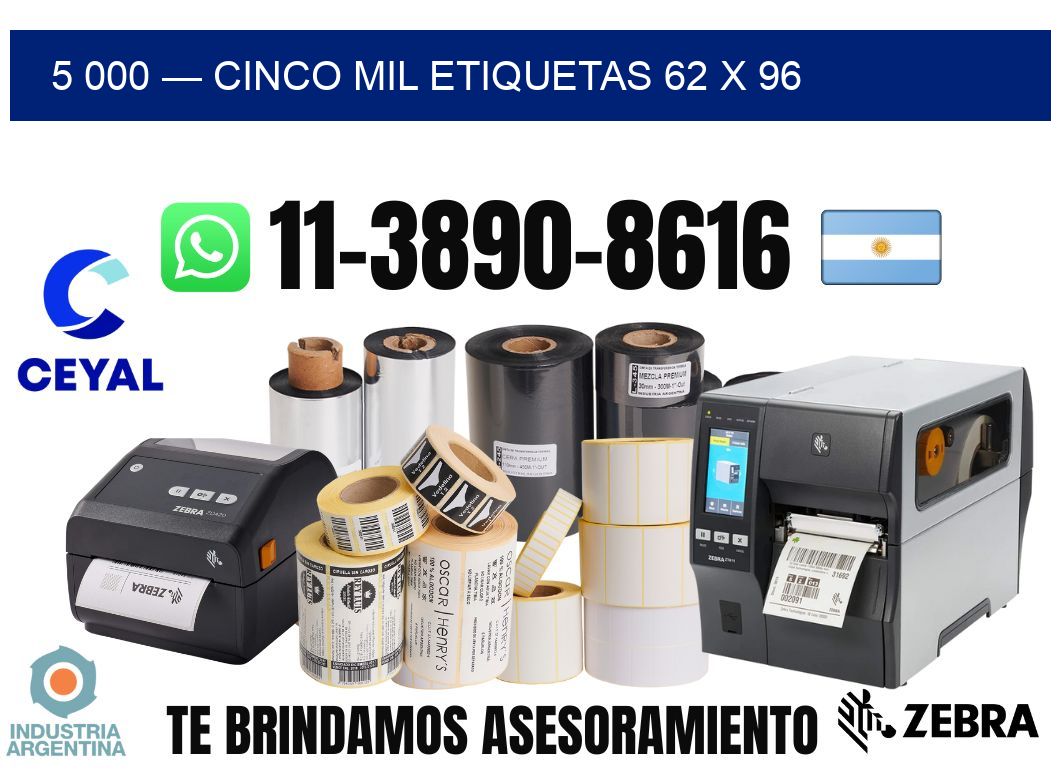 5 000 — cinco mil etiquetas 62 x 96
