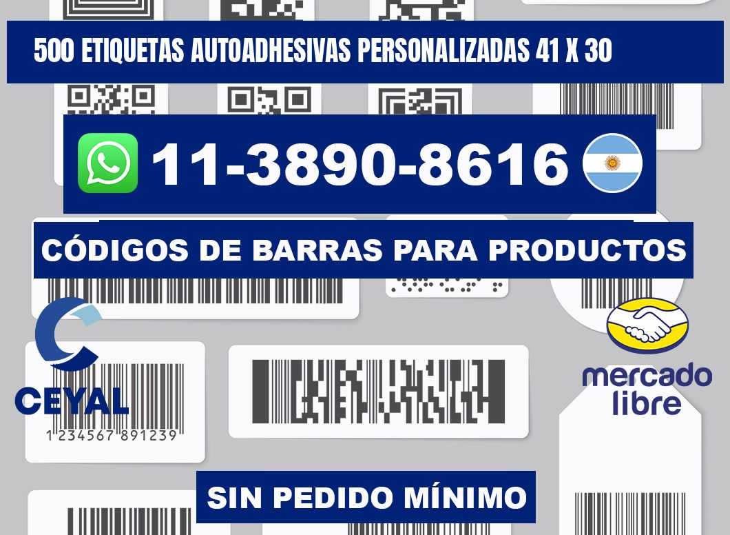 500 Etiquetas autoadhesivas personalizadas 41 x 30