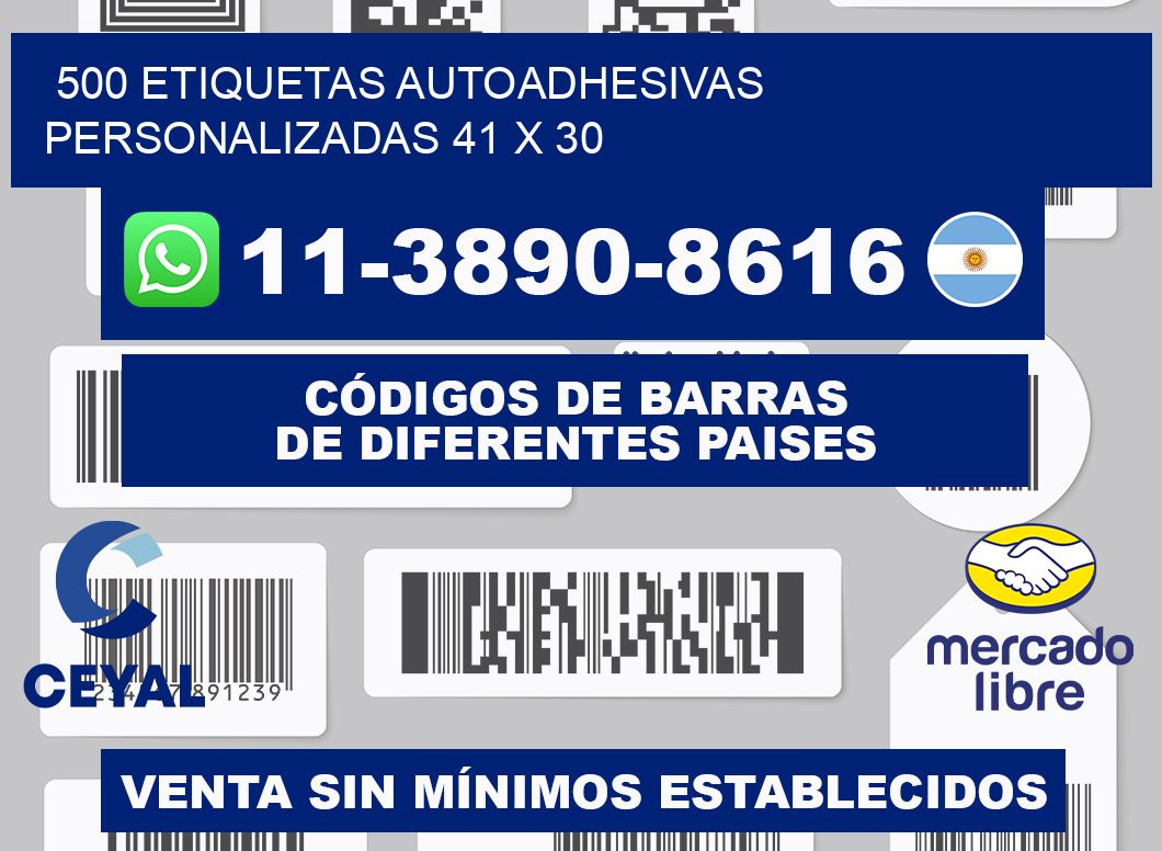 500 Etiquetas autoadhesivas personalizadas 41 x 30