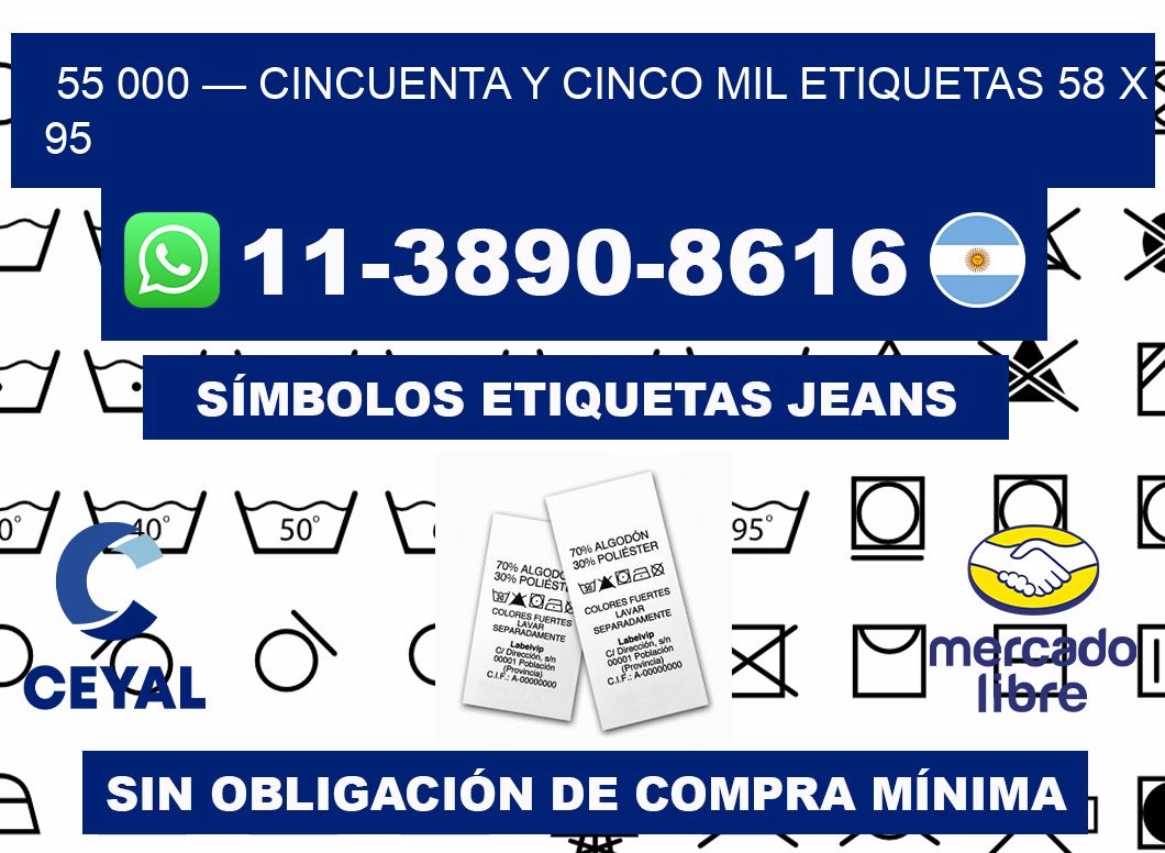 55 000 — cincuenta y cinco mil etiquetas 58 x 95