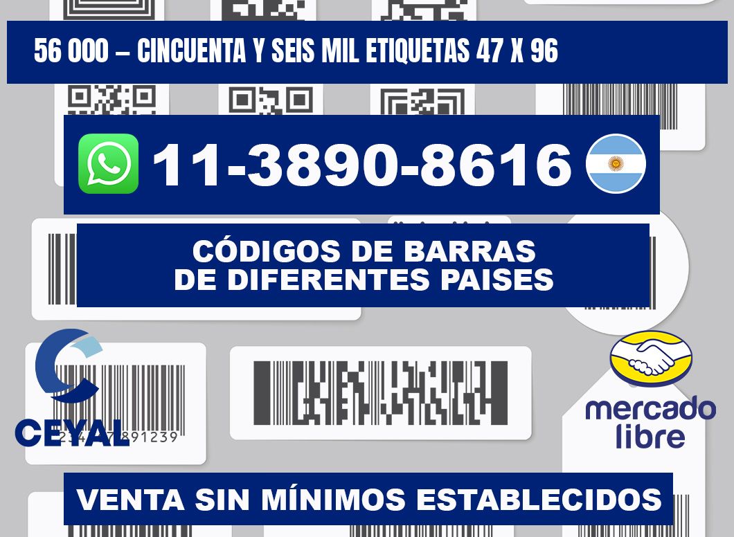 56 000 — cincuenta y seis mil etiquetas 47 x 96