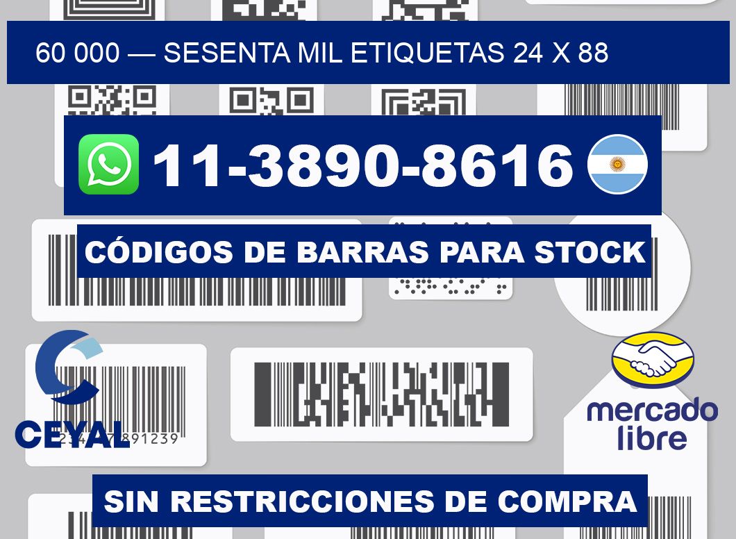 60 000 — sesenta mil etiquetas 24 x 88