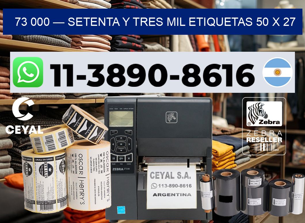 73 000 — setenta y tres mil etiquetas 50 x 27