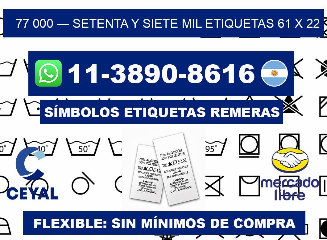 77 000 — setenta y siete mil etiquetas 61 x 22
