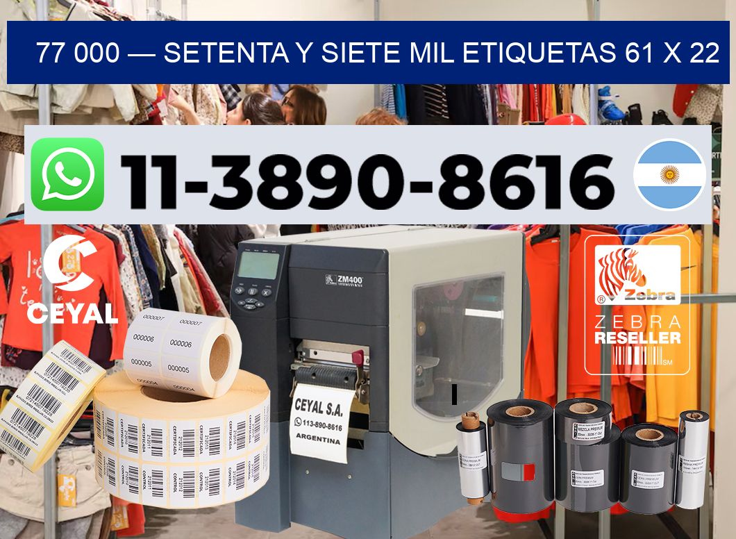 77 000 — setenta y siete mil etiquetas 61 x 22