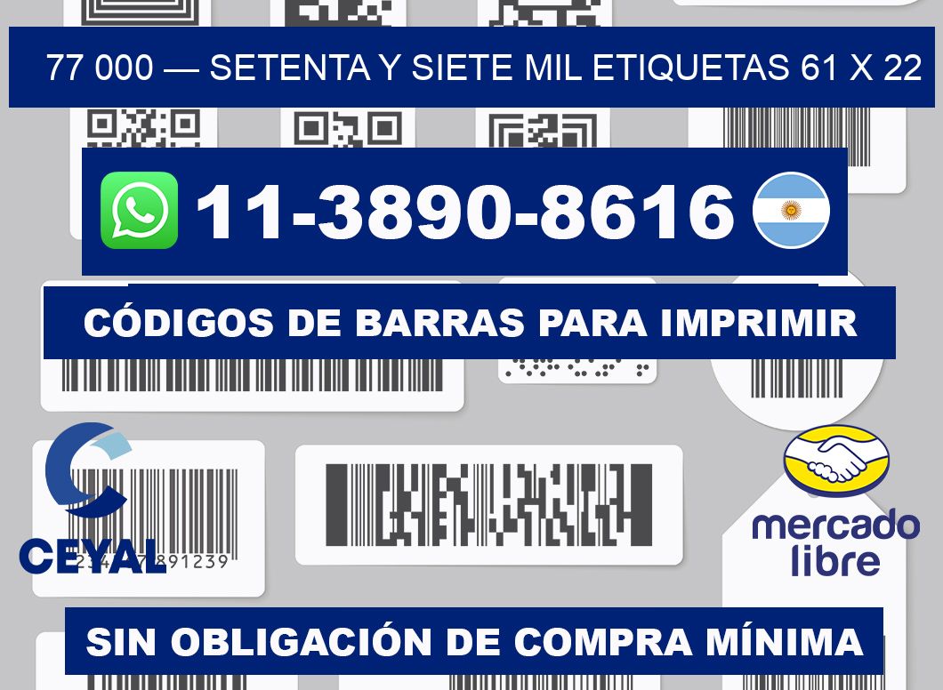 77 000 — setenta y siete mil etiquetas 61 x 22