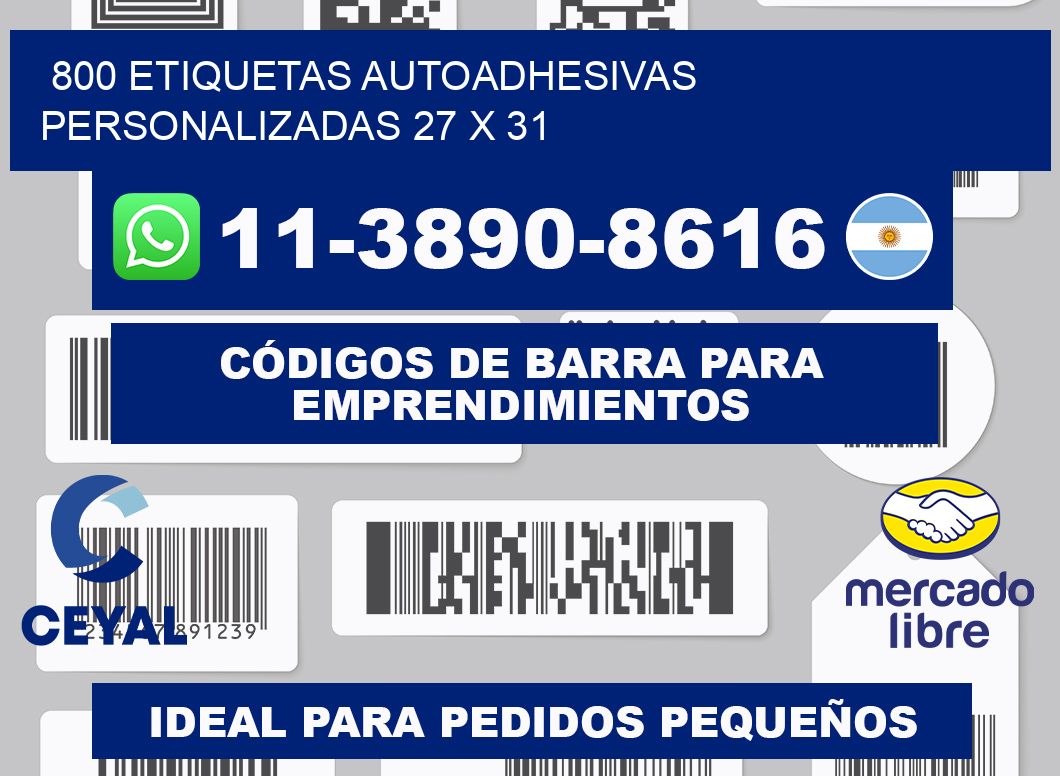 800 Etiquetas autoadhesivas personalizadas 27 x 31