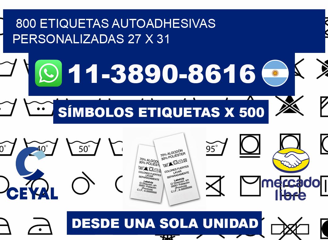 800 Etiquetas autoadhesivas personalizadas 27 x 31