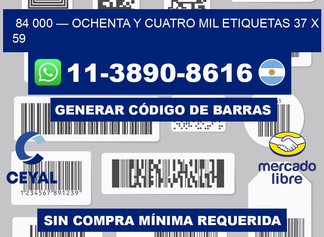 84 000 — ochenta y cuatro mil etiquetas 37 x 59