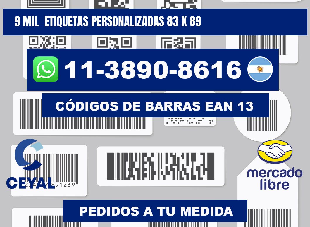 9 mil  etiquetas personalizadas 83 x 89