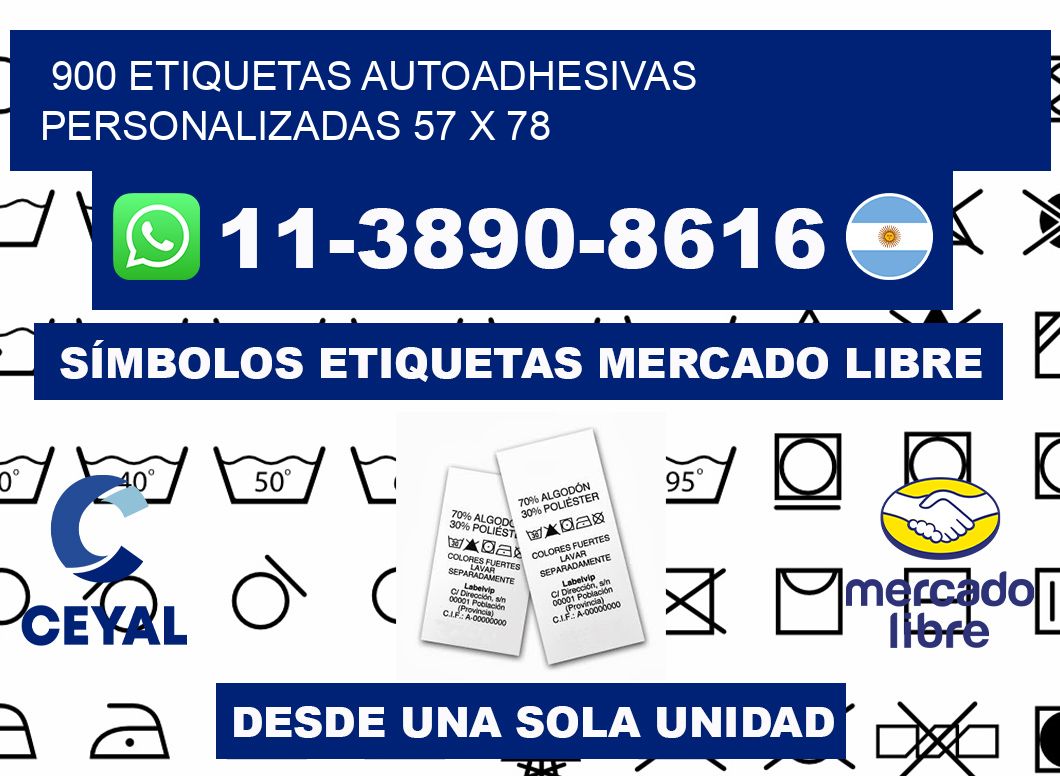 900 Etiquetas autoadhesivas personalizadas 57 x 78