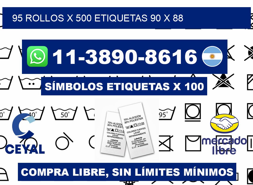 95 rollos x 500 etiquetas 90 x 88