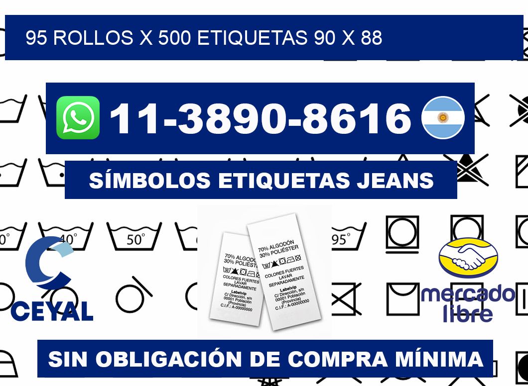 95 rollos x 500 etiquetas 90 x 88