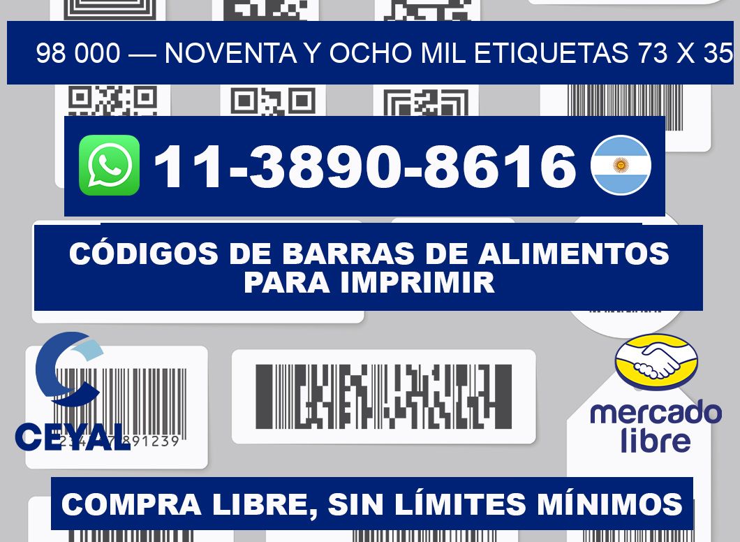98 000 — noventa y ocho mil etiquetas 73 x 35