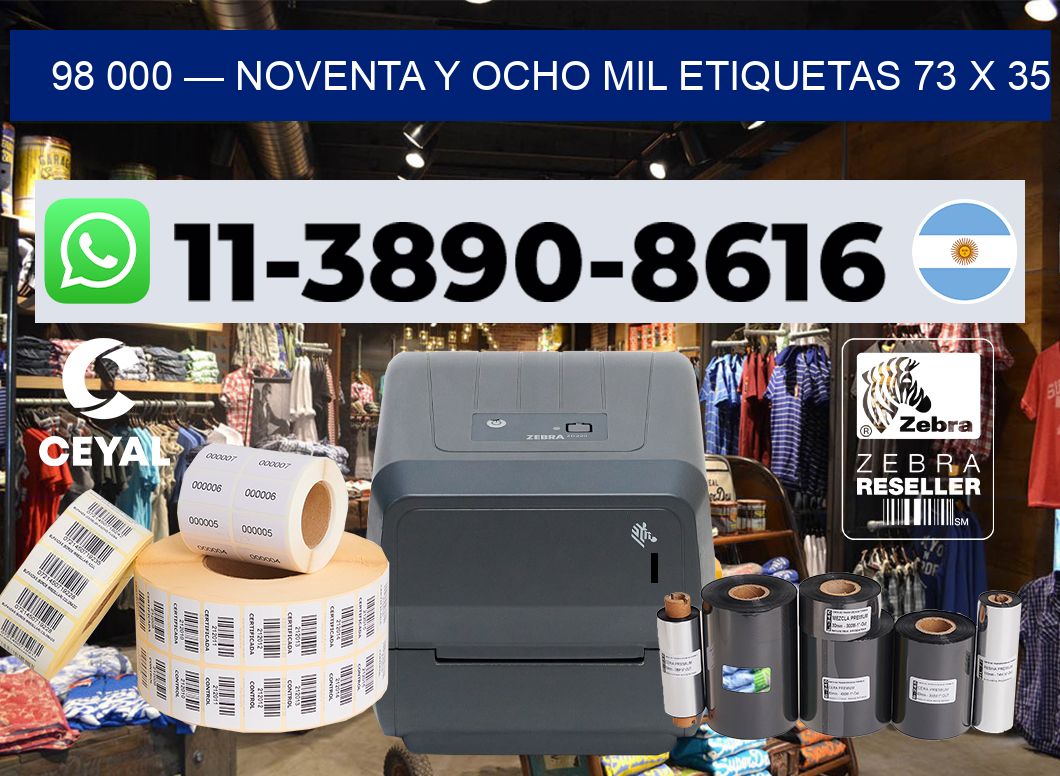 98 000 — noventa y ocho mil etiquetas 73 x 35