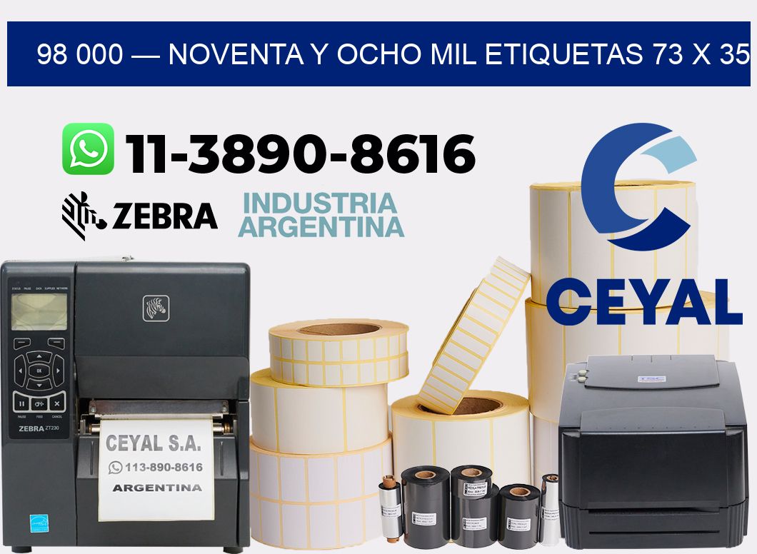 98 000 — noventa y ocho mil etiquetas 73 x 35