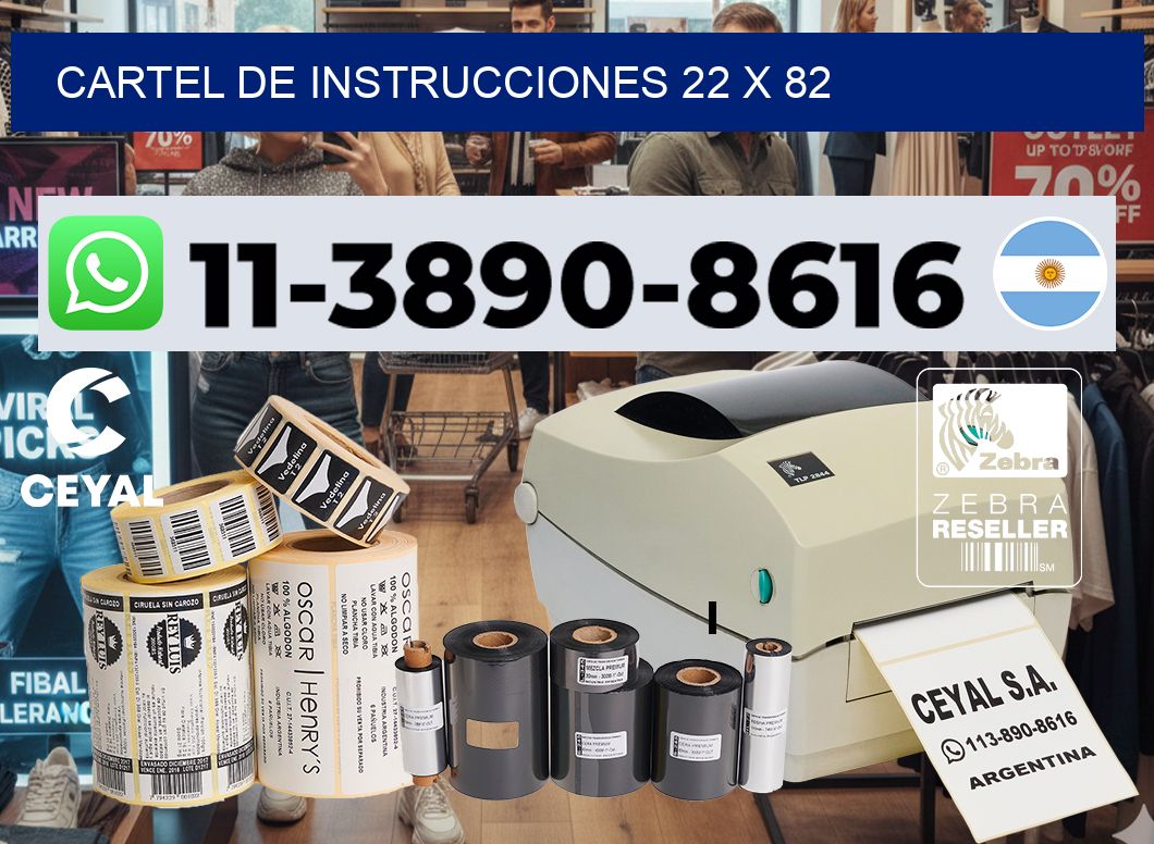 Cartel de instrucciones 22 x 82