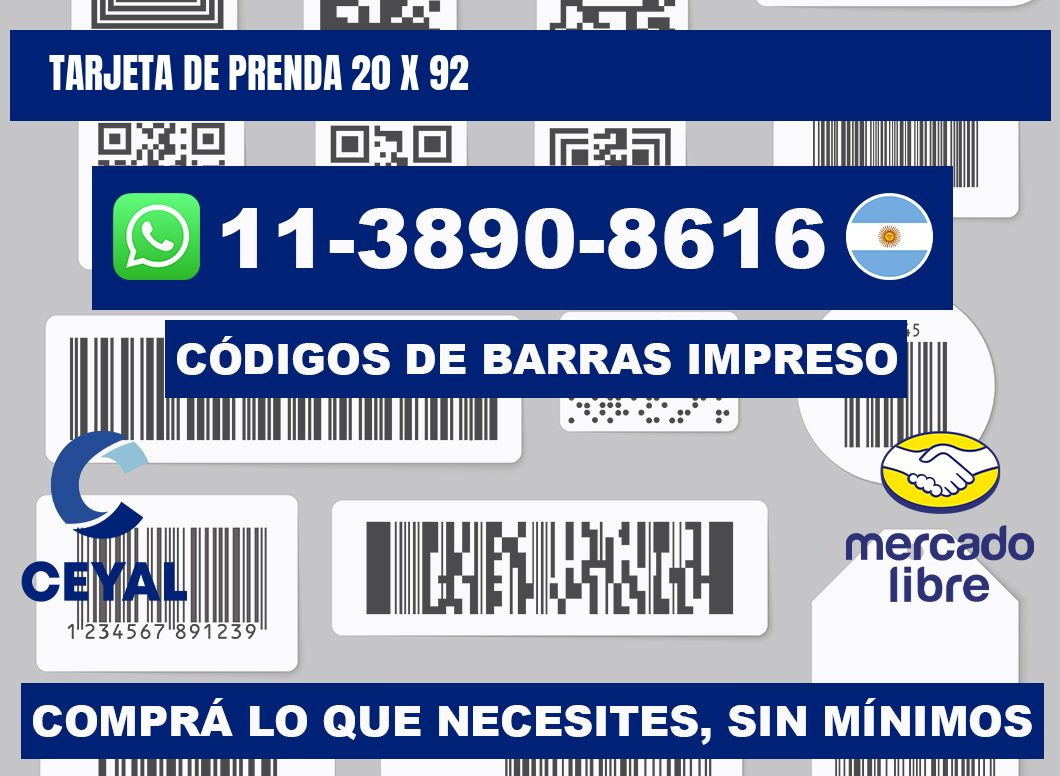 Tarjeta de prenda 20 x 92