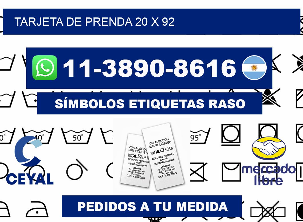 Tarjeta de prenda 20 x 92