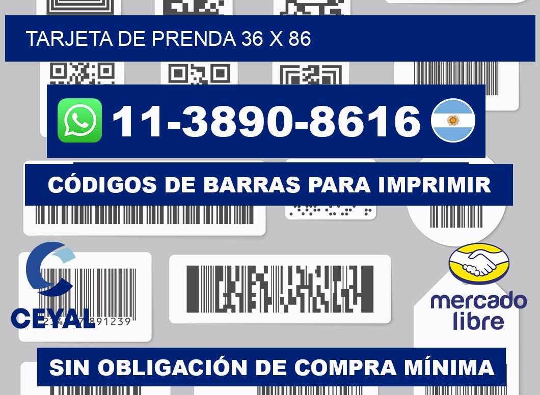 Tarjeta de prenda 36 x 86
