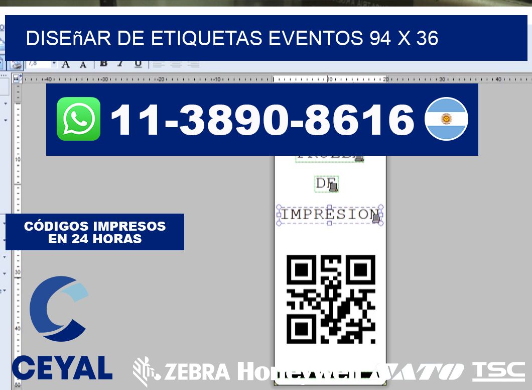 diseñar de etiquetas eventos 94 x 36