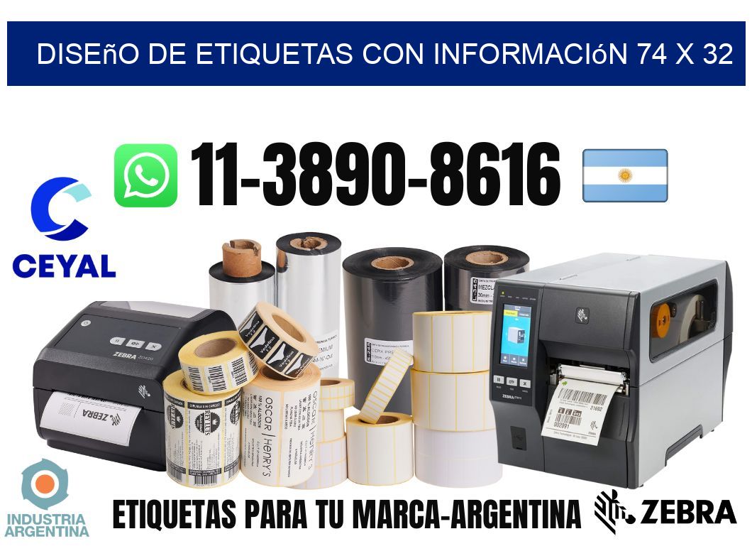diseño de etiquetas con información 74 x 32