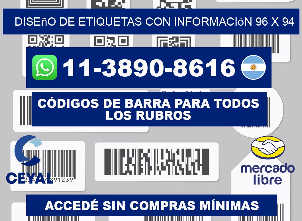 diseño de etiquetas con información 96 x 94