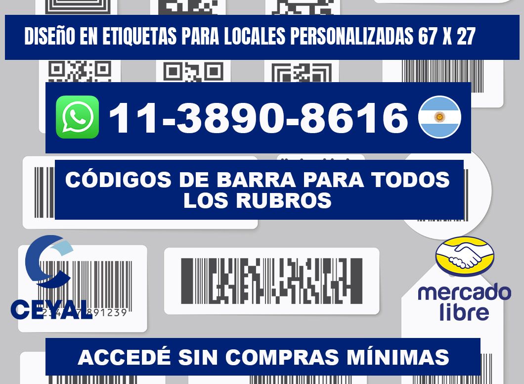 diseño en etiquetas para locales personalizadas 67 x 27