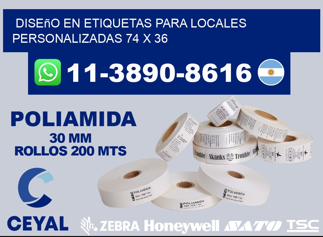 diseño en etiquetas para locales personalizadas 74 x 36