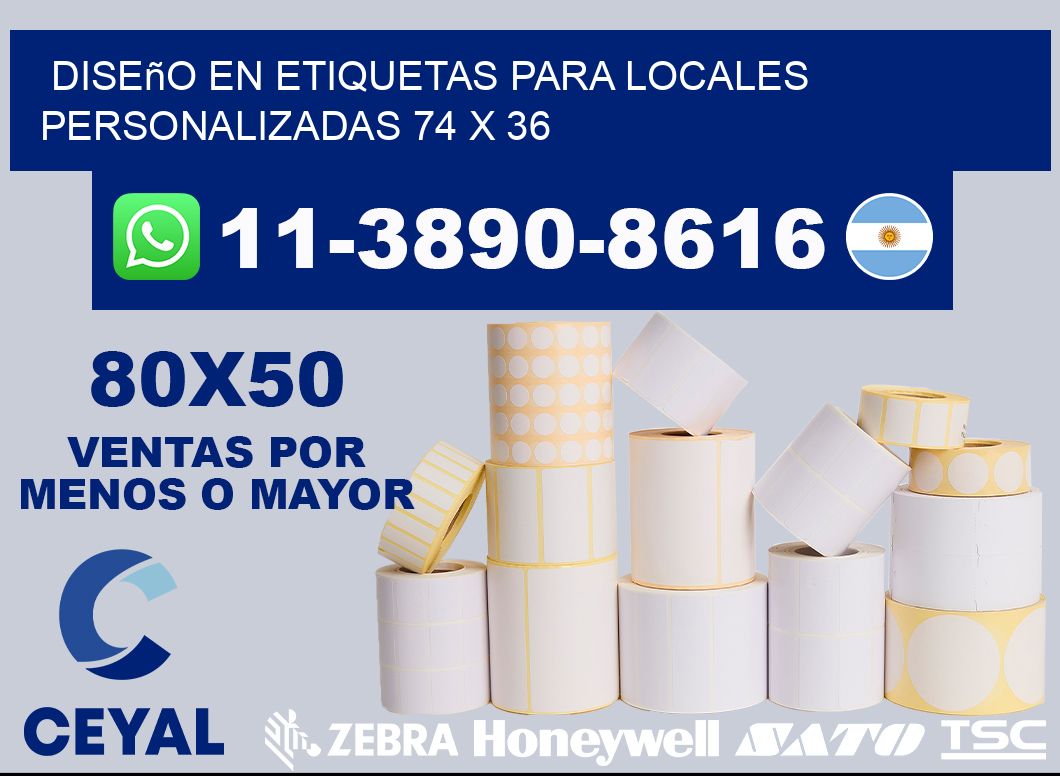 diseño en etiquetas para locales personalizadas 74 x 36