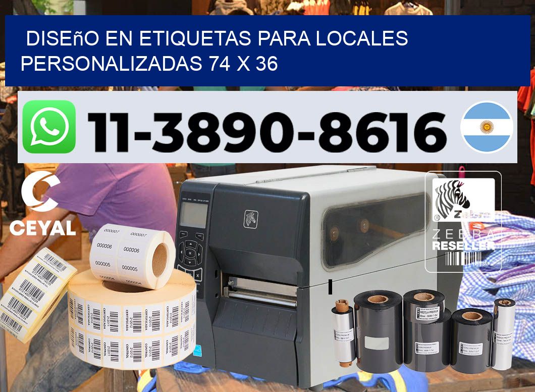 diseño en etiquetas para locales personalizadas 74 x 36