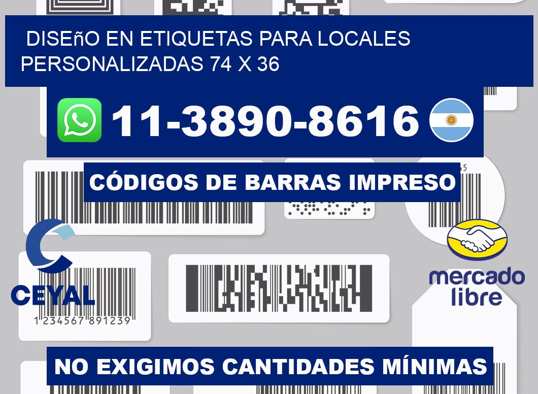 diseño en etiquetas para locales personalizadas 74 x 36