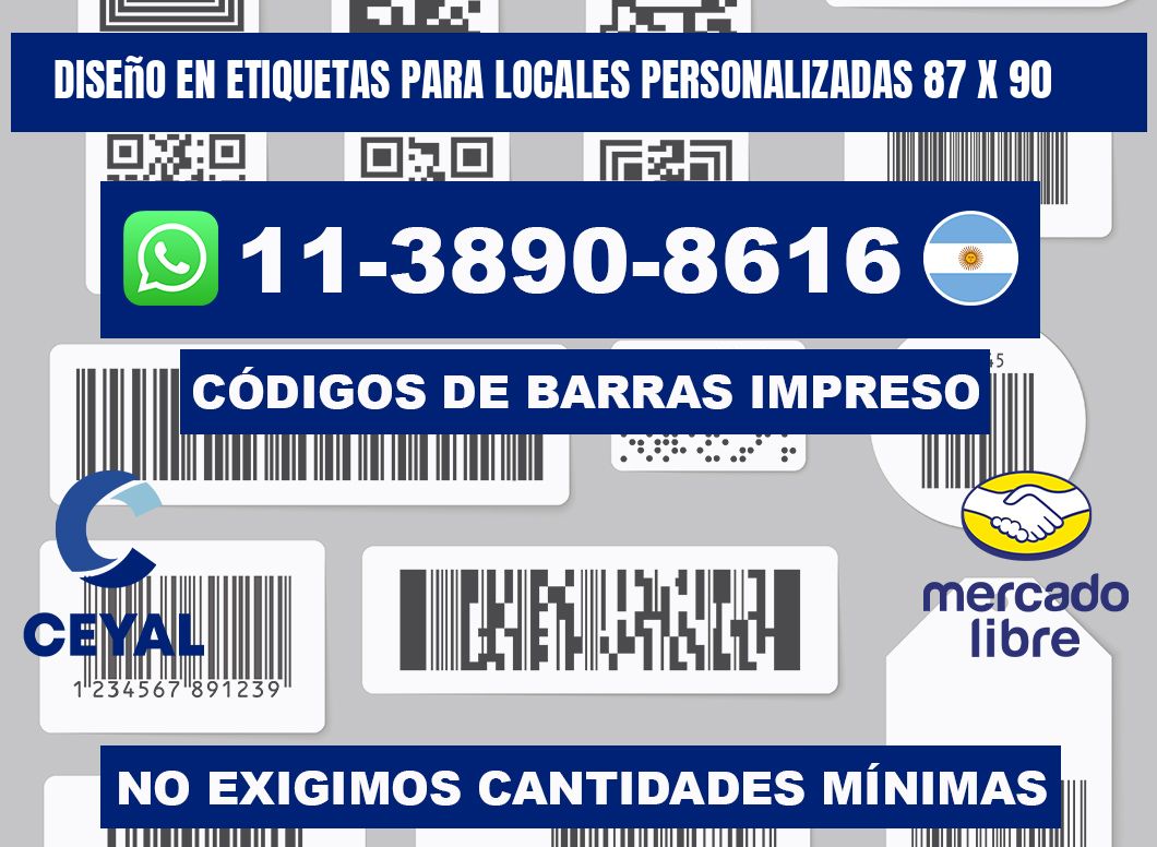 diseño en etiquetas para locales personalizadas 87 x 90