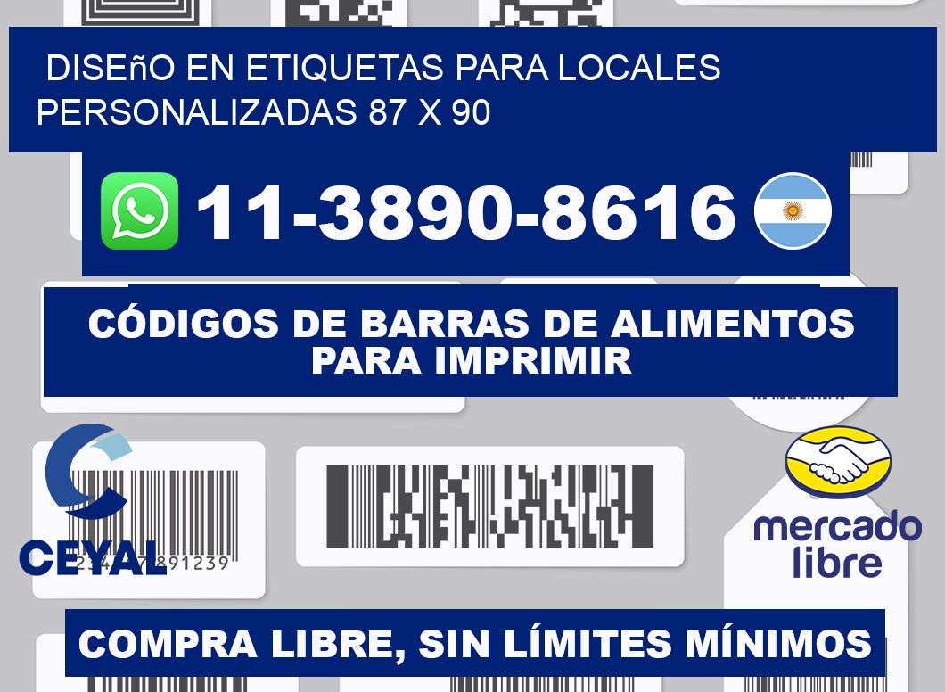 diseño en etiquetas para locales personalizadas 87 x 90